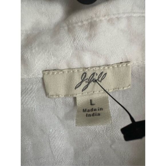J Jill women’s 100% cotton white button front collared blouse sz L preppy career - Picture 5 of 6